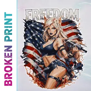 Freedom USA Girl DTF Transfer - Patriotic Heat Press Front & Back T-Shirt Design
