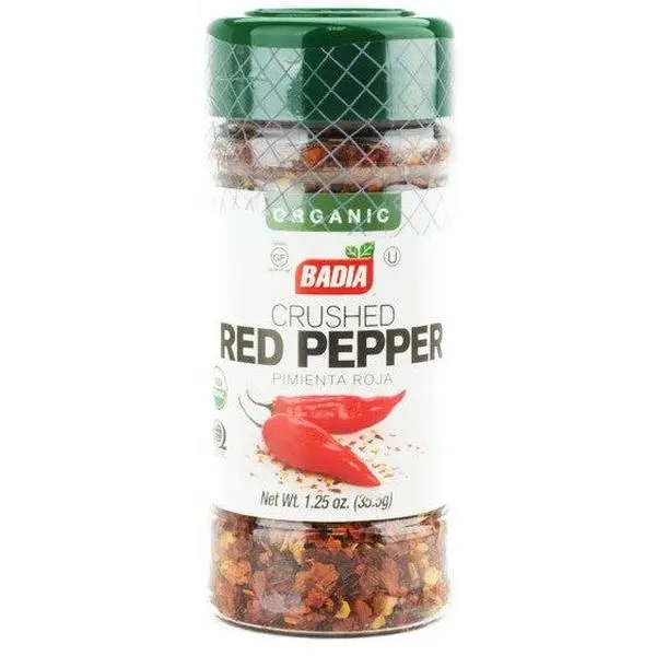 BADIA Organic Crushed Red Pepper & Garlic Spice, 1.25 oz Gluten-Free All-Purpose Seasoning, Bold Flavor Booster for Cooking Dishes
