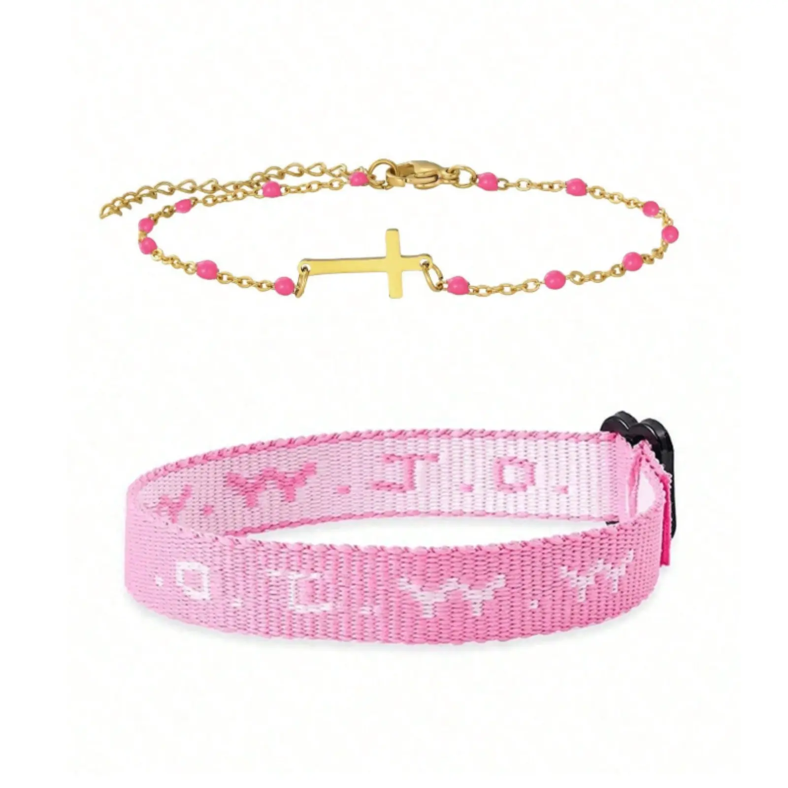 Wwjd Letter Knitted Bracelet & Cross Decoration Bead Bracelets for Women Men for Daily Wear