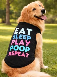 Funny Dog T-Shirt — "Eat Sleep Play Poop Repeat" Breathable Cotton Vest for Dogs