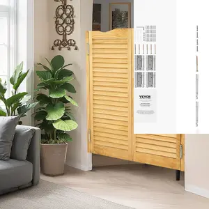 VEVOR Double Saloon Doors, 32Wx 42 H Arched Top Interior Swinging Cafe Doors, Premium Pine Wood, with Hinges Hardware Kit, Easy to Install, for Hallway Kitchen Bar Pub Entrance, Log Color