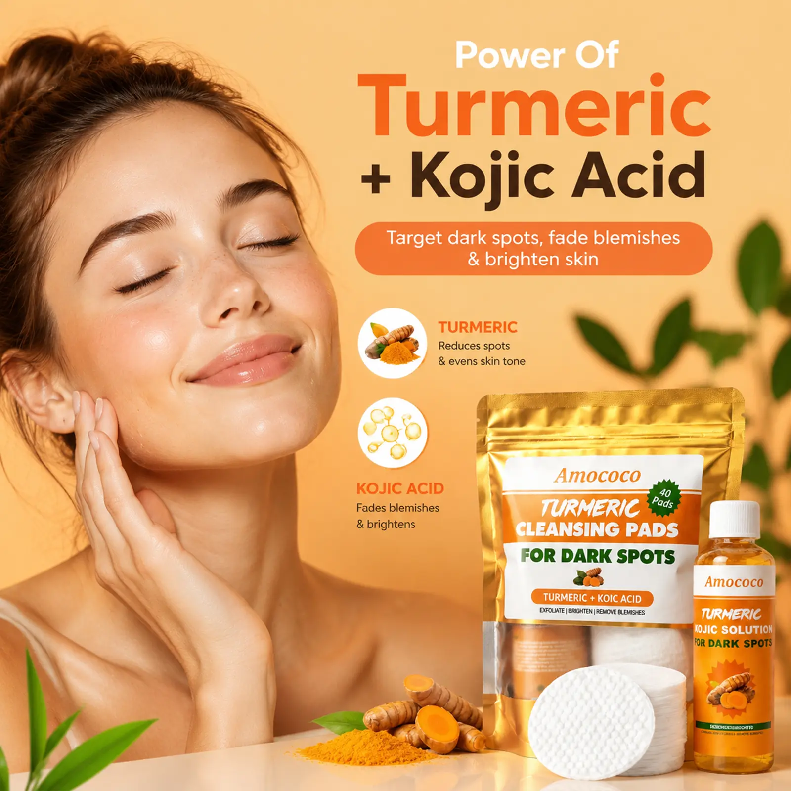 New Kojic Acid & Cleansing Pads, Dual Textured Face Pads for Brightening & Deep Moisturizing, Glycerol Infused Formaldehyde‑Free Dry‑Wet Separation, 40pcs Comfort Facial Cleanser Pads, Gentle Makeup & Impurities Remover