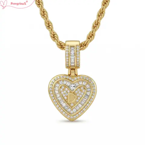 PeregrinaX Initial Letter Necklace for Women 14K Gold Plated CZ Diamond Heart Necklace for Women Golden Necklace Monther's Day Gift