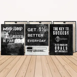 3 Counts Wooden Framed Canvas Painting, Motivational Quote Black And White Images, Exquisite Poster, Perfect Living Room Decoration, Modern Art, Fashion Family Poster, Wall Art Decoration, Waterproof Art