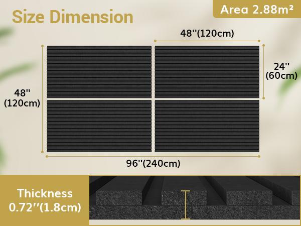 TONOR 4/8/12-Pack Bilayer Acoustic Panels Large Self-adhesive, 48” * 24” * 0.72” Adhesive Wall Panel
