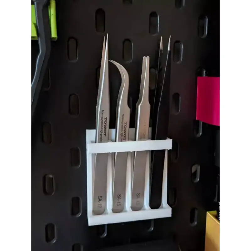 2 PCS SKADIS Pegboard Accessories - 4-Hole Tweezer Storage Holder, Multi-Functional Organizer Rack, Plastic Material