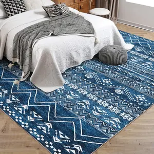 【GARVEE】Moroccan Area Rug Collection: Soft, Ultra-Thin, Anti-Slip, Foldable, Machine Washable Boho Rugs for Living Room, Dining, Office; Sizes 5x7, 8x10, 9x12; Colors Blue, Grey