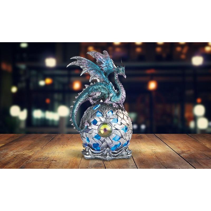 8"H Blue and Purple Dragon Globe with LED Globe Statue Fantasy Night Light Decoration Figurine