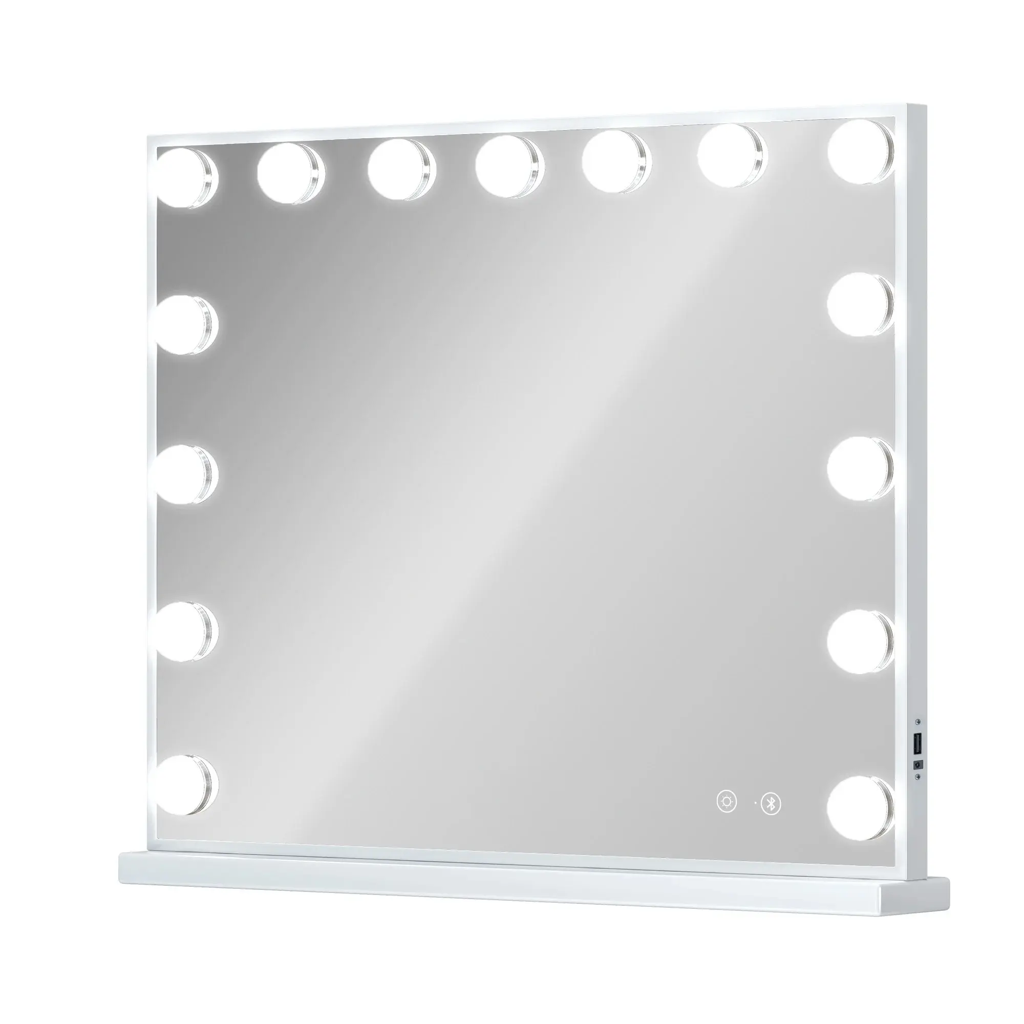 Vanity Mirror with Lights and Bluetooth Speaker 22.8"x 18.1" Makeup Mirror Lighted Hollywood Mirror with 15 Dimmable LED Bulbs USB Charge Port, 3 Color Lighting Modes