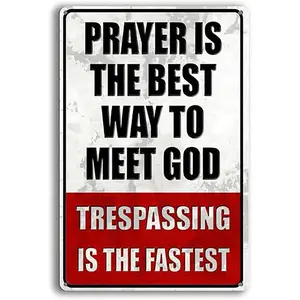 Metal No Trespassing Signs Private Property Funny, Posted Signs No Trespassing for Home Yard Garden Door Metal Sign tour poster ready to hang motivational quote art city wall