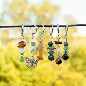6Pcs/Set Mushroom Imitation Crystal Stone Hair Accessory Creative Butterfly Pendant Decoration Hair Clip, Hairstyle Design Decoration Pin, Hair Accessory Gift for Women