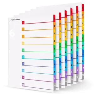 Tab Dividers 6 Sets Numbered Index with Table of Contents, 8.5 x 11 inch, 3-Hole Punched – Binder Dividers for School, Office, Filing, Organizing