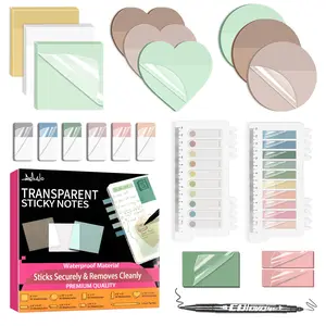 1120-Sheet Transparent Sticky Notes Kit with Pen - Waterproof, Writable Tabs for Bible Study, Office & School Annotation