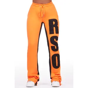 Juatica Orange Baggy Stacked Track Pant