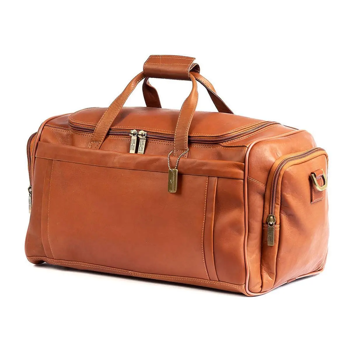 Claire Chase Bordeaux 306 Handcrafted Cowhide Leather Saddle Weekender Duffle Bag for Adults, 20x10.25x10.5 in Travel Bag with Adjustable Strap, 20 X 10.25 X 10.5 In, Antique Brass, Full Cowhide, Multiple Pockets, Travel Ready, Weekend Duffel, 20-Inch, Ba