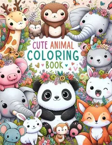 Cute Animals Coloring Book, Paperback