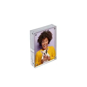 Azar Displays Clear Acrylic Magnetic Photo Frame Block 4" x 6" Vertical/Horizontal