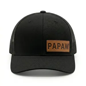 Papaw Leather Patch Trucker Hat, Grandpa Pride Snapback Cap, Flexfit & Ponytail Hat, Personalized Family Name Hat, Viral Grandpa Gift For Him, Funny Grandfather Style Cap