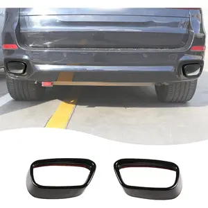 Car Tail Muffler Exhaust Pipe Output Cover Parts Compatible with BMW X5 F15 2014-2018 X6 F16 2015-2019 Stainless Steel Car Tail Pipe Trim Cover(for M Sports Version)