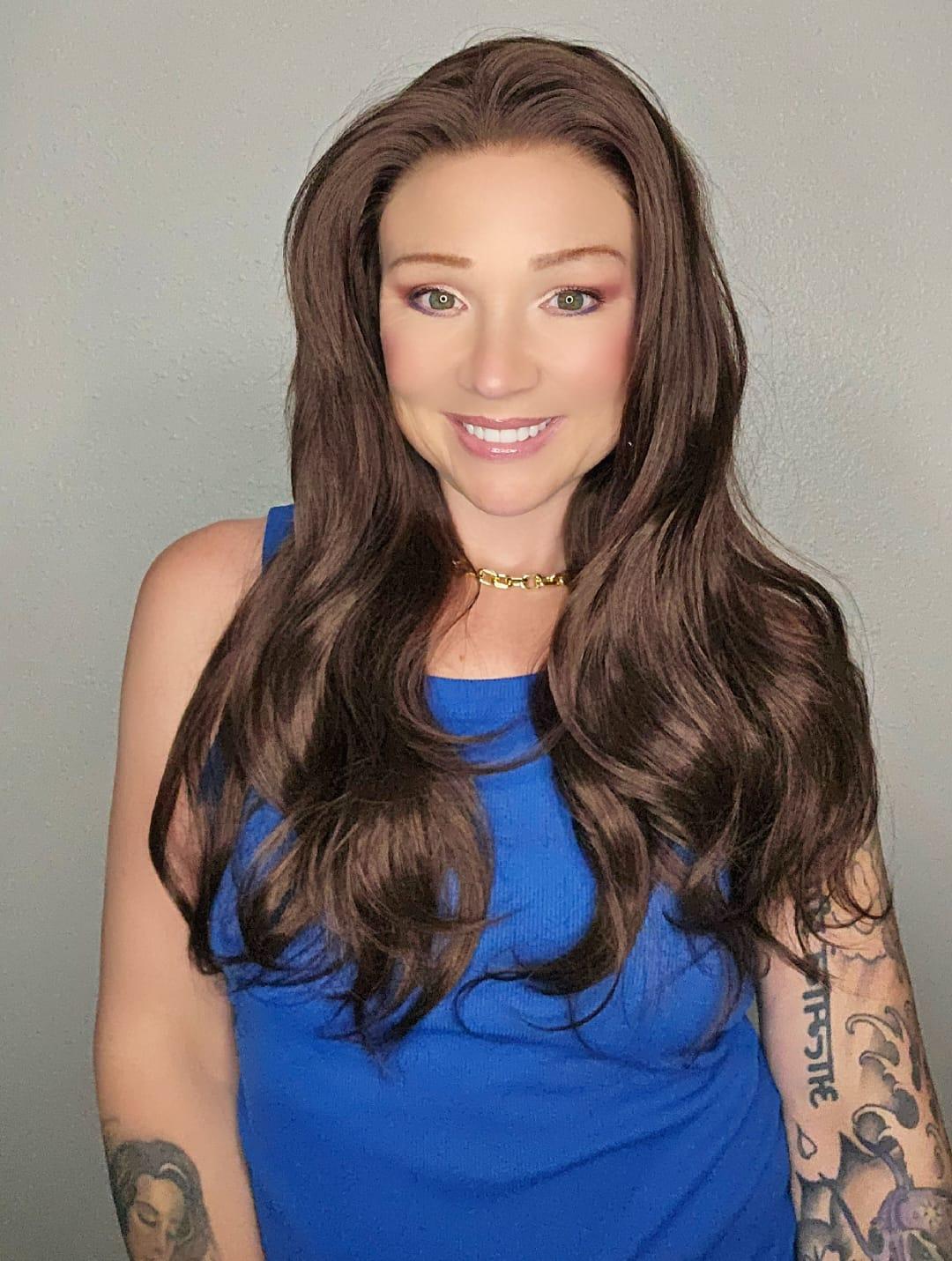 Iris - MaxFull Dimensional Espresso Mocha Wig | Ultimate Brunette Melt Wavy, 20 inches, 13×5 Skin-Melt Transparent Lace Front, Free Part, Built-In Faux Scalp, Natural Looking Wig