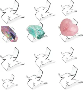 (3 Sizes 12 Pcs)Crystal Display Stand,Acrylic Rock Holder,Clear Display Easel Stands Pedestal for Crystal,Geodes,Rock,Mineral Agate Fossil Coral Gemstone Small Collectibles Display Stands TERDEWE