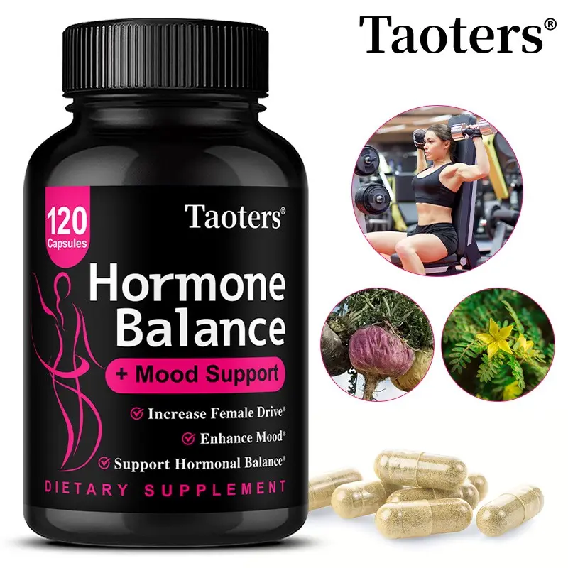 Women’s Balance Supplement Capsules, Mood & Energy Support, Red Raspberry Herbal Formula, Menopause Support, Hot Flash Support, 120 Veggie Caps