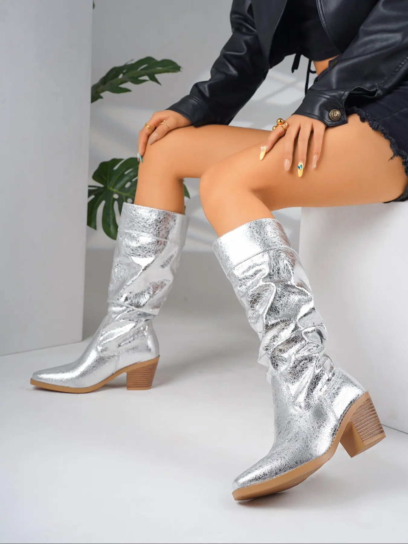 Women's Fall Winter Gingham Print Ankle Boots, Casual Fashion PU Leather Shoes for Women, Perfect for Parties & Daily Wear