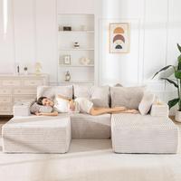 Grayish Beige U Shape-Right Facing Chaise