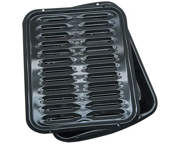 212 MAIN BP102X Rectangular Porcelain Grill Pan with Grill Grids - Nonstick Functional Cookware for Broiling, Fat Drips Through Grate, Faster Cook Time, Low Fat Meat