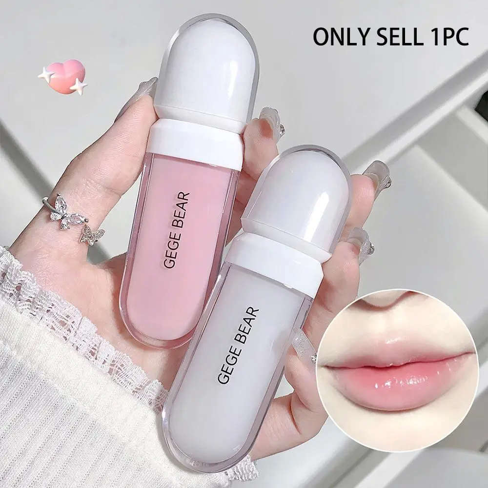 Gege Bear Clear Hydrating Moisturizing Lip Oil, Hydrating Lip Treatment For Dry Lips, Transparent Colorless Lip Gloss, Ideal for Layering, Perfect for Students, Reduces Lip Lines