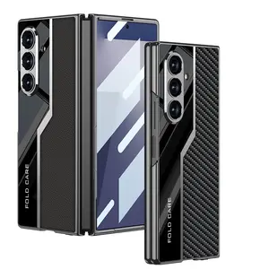 Suitable for GKK Samsung ZFold7 Electroplated Plain Leather Ultra Running Case Film Integrated Full Coverage Protective Case Titanium Blue Ultra-Thin Samsung Case