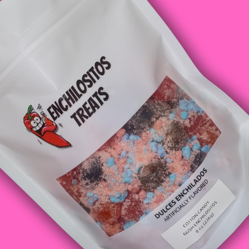 Half Pound cotton candy strawberry gushies Sweet  by Enchilositos Snack Soft Bonbon Corn