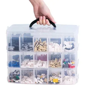 3-Layer Things & Crafts Storage Box with 30 Adjustable Compartments for Organizing Washi Tape, Embroidery Accessories, Threads Bobbins,  ,  Polish,  - Large