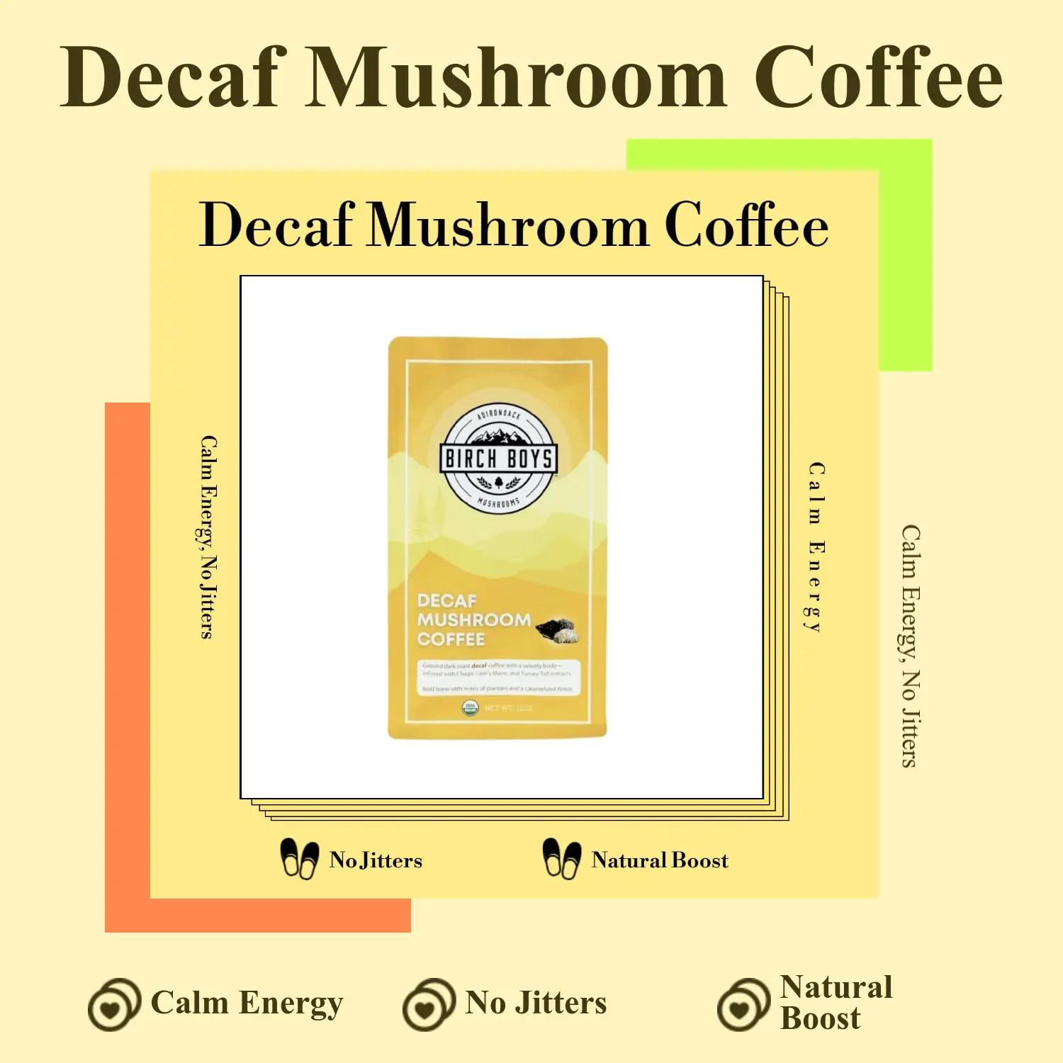 Organic Wild-Harvested Mushroom Decaf Coffee, Nutrient-Rich Wellness Supplement Coffee, Nutrient Rich Coffee