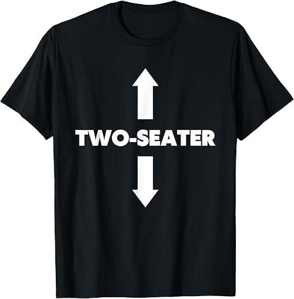 Menswear 2-Seater Up-Down Arrow Text Unisex Graphic T-Shirt - Funny Print Meme Humor All-Season Adult Party Casual Gift Tee Top
