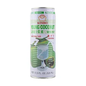 KIMBO Thai Coconut Water Drink with Real Coconut Pulp 520ml - Refreshing Natural Hydration for DIY Beverages