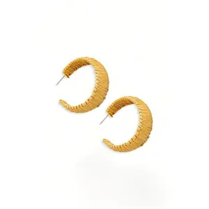 Bohemian Western Raffia Wrapped Hoop Earrings