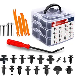 630+15pcs Car Push Retainer Clips - 16 Sizes Nylon Bumper Fender Plastic Rivets Automotive Clips Auto Fasteners With 10 Cable Ties And Fasteners Remover Replacement