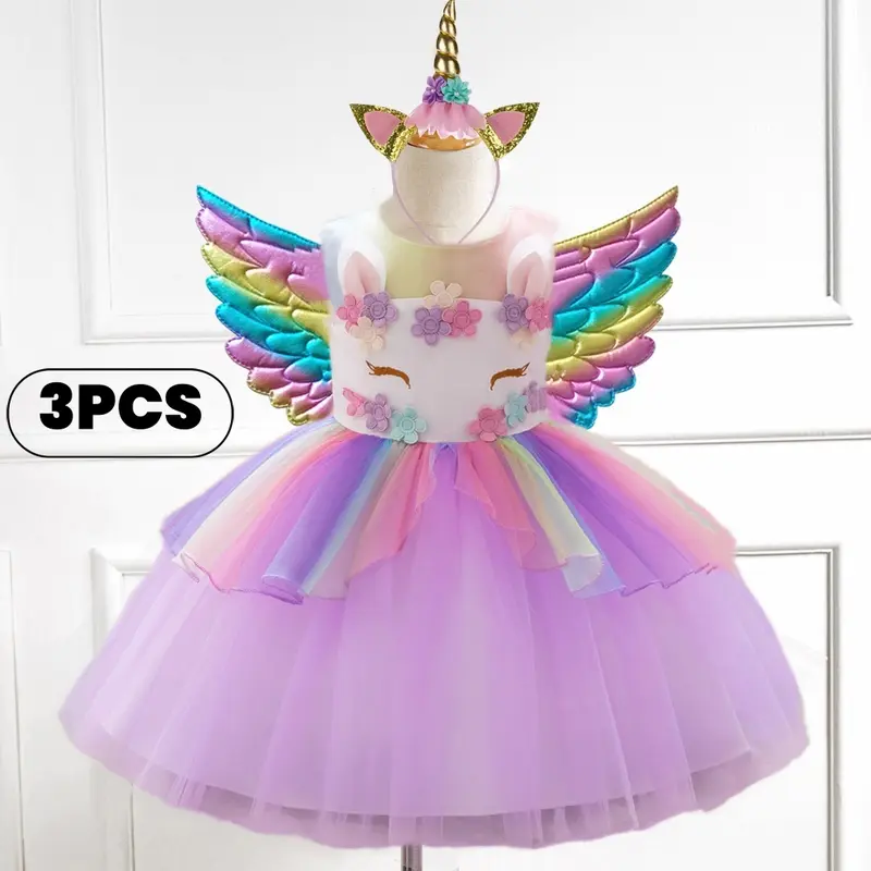 slim fit dress slacks Girl Dress Rainbow Unicorn Party Elegant Flower Lace Tutu Princess Ball  Dresses by MomyMall