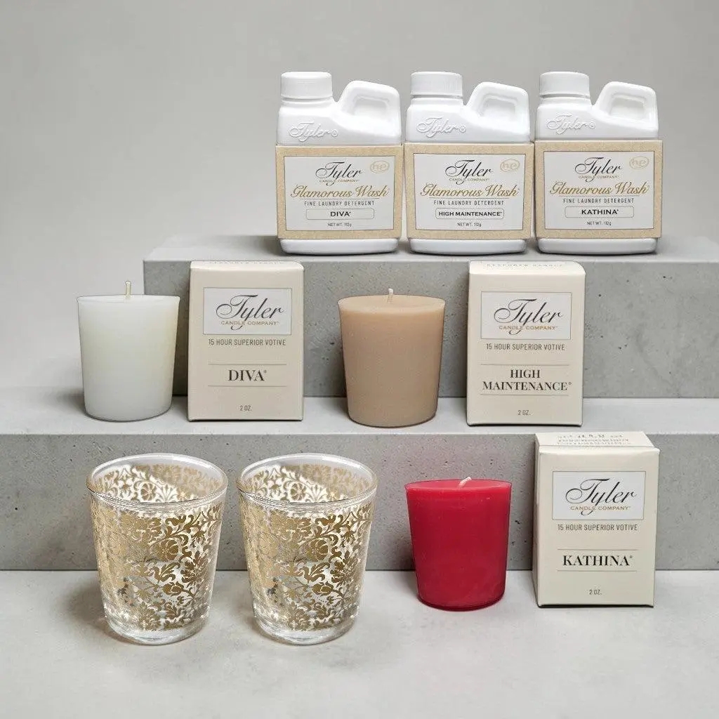 Tyler Candle Glamorous Wash and Votive Candle Gift Set: Diva, High Maintenance, Kathina