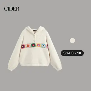 Cider [size 2-10] Fleece Floral Crochet Hoodie