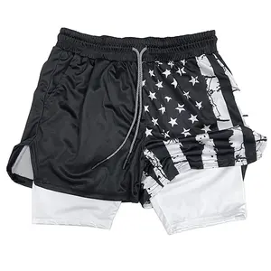 ATJKSEVEN Mens Swim Trunks 2 in 1 Pattern 5 Inch Swimming Beach Shorts Casual Summer Board Shorts with Pockets