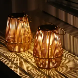 Solar Garden Lights, Handwoven Rattan Solar Lantern, Special Design Outdoor Solar Garden Lights, Waterproof Solar Lights Suitable for Patio, Yard, Porch, Pathway, Decorative Lighting Lamps Modern