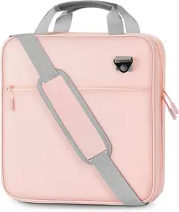 Zipper Binder, 2 Inch 3 Ring Binder with Zipper, 500 Sheets Capacity Zipper Binders with Shoulder Strap & Handle, Multi-Pocket Zipper Bag Organizer for Middle School, Pink & Gray