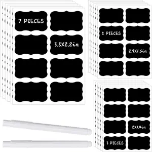 120 count Chalkboard Storage Bin & Container Labels -   Chalk Labels for Mason Jars - Liquid Chalk Markers (2 Included) -  for Parties & Weddings