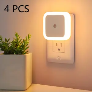 4 Pack Dusk to Dawn Night Light, Plug-in LED Sensor Lights for Bedroom, Hallway, Kitchen & Staircase, Soft Warm White Ambient Lighting