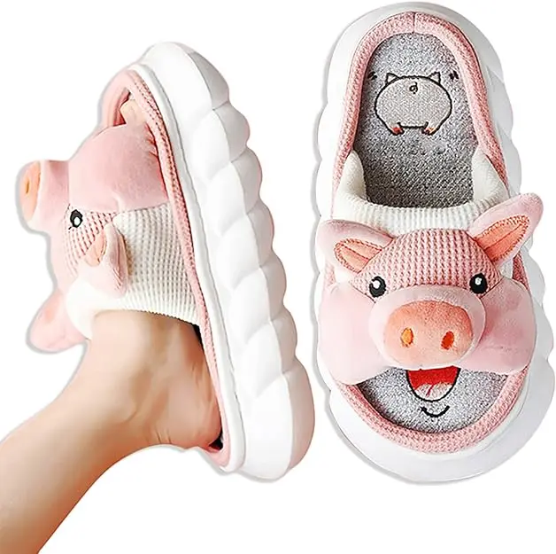 Animal Slipper In Pink Pig Look – Comfy Memory Foam Animal Soft Slippers