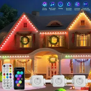 Permanent outdoor light, smart RGBIC outdoor light, 75 scene modes, 100 feet, 60 LED eave lights, IP68 waterproof, suitable for Halloween Christmas decoration