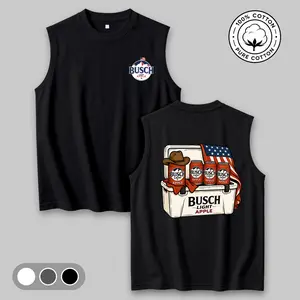 Men's Cotton Sleeveless Tank Top - Cowboy Apple Beer Printed Style. This Is A Casual Item Suitable For Both Men And Women, Especially Perfect For Spring And Summer; The Cool Print And Classic Crew Neck Cut