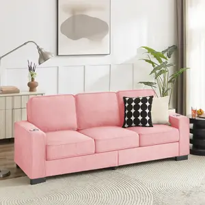 83.86"Snowfleece Fabric sofa,Modern Compressed Couch,3-Seater Sofa, Furniture for Living Room,Bedroom,office
